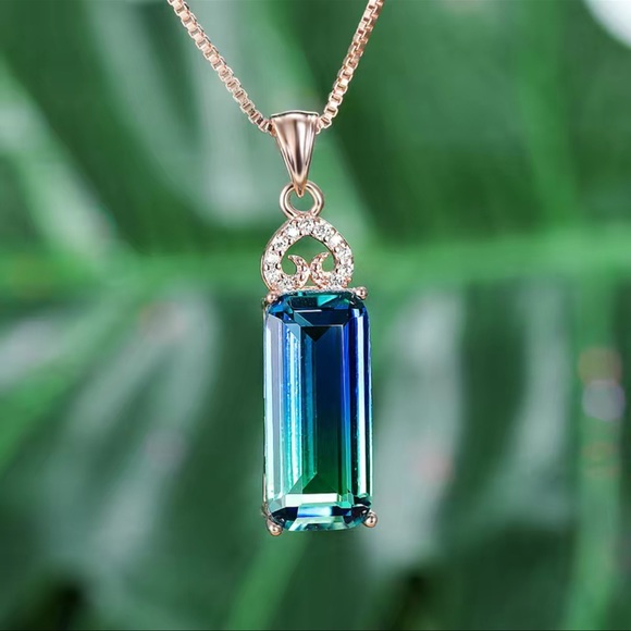 Jewelry - Mystic Topaz & Synthetic Diamond Rose Gold Over 925 Sterling Silver.